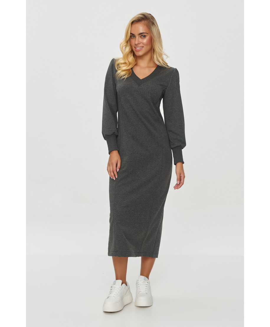 Kleita midi taisna piegriezuma grafīta melanžs M848