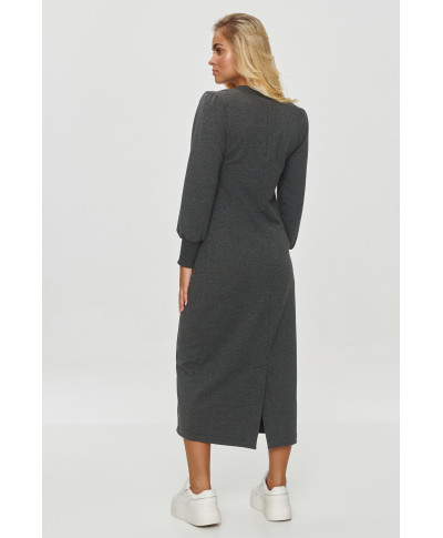 Kleita midi taisna piegriezuma grafīta melanžs M848