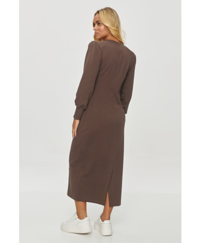 suknele midi o prostym kroju sokoladine M848