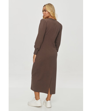 suknele midi o prostym kroju sokoladine M848