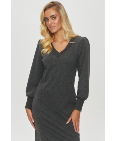 Kleita midi taisna piegriezuma grafīta melanžs M848