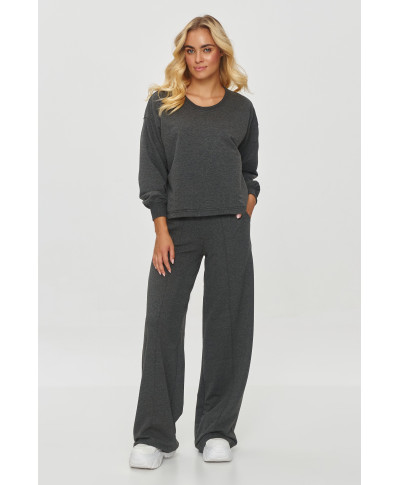 Dresowy komplektas su szerokimi spodniami grafitowy melanzas M849