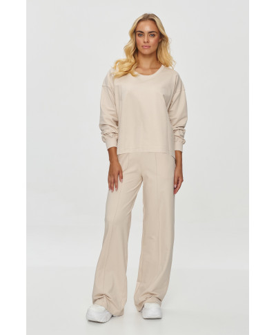 Dresowy komplektas su szerokimi spodniami sviesus beż M849