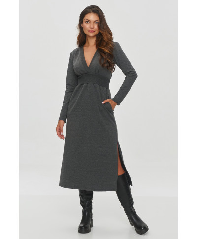 suknele su kopertowym iskirpte grafitowy melanzas M844