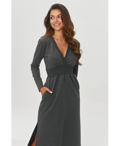 suknele su kopertowym iskirpte grafitowy melanzas M844