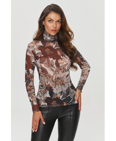 Rakstaina blūze ar augstu apkakli raksts 50 M862