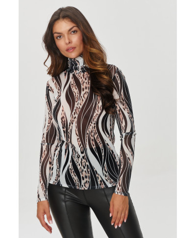 Raštuota palaidinė su aukštu golfu raštas 52 M862