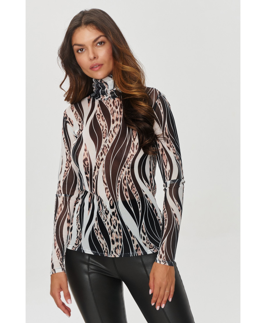 Raštuota palaidinė su aukštu golfu raštas 52 M862