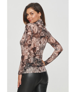 Rakstaina blūze ar augstu apkakli raksts 53 M862