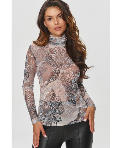 Raštuota palaidinė su aukštu golfu raštas 54 M862