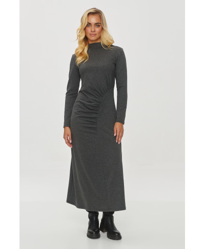 Drapowana suknele ze stójką grafitowy melanzas M847