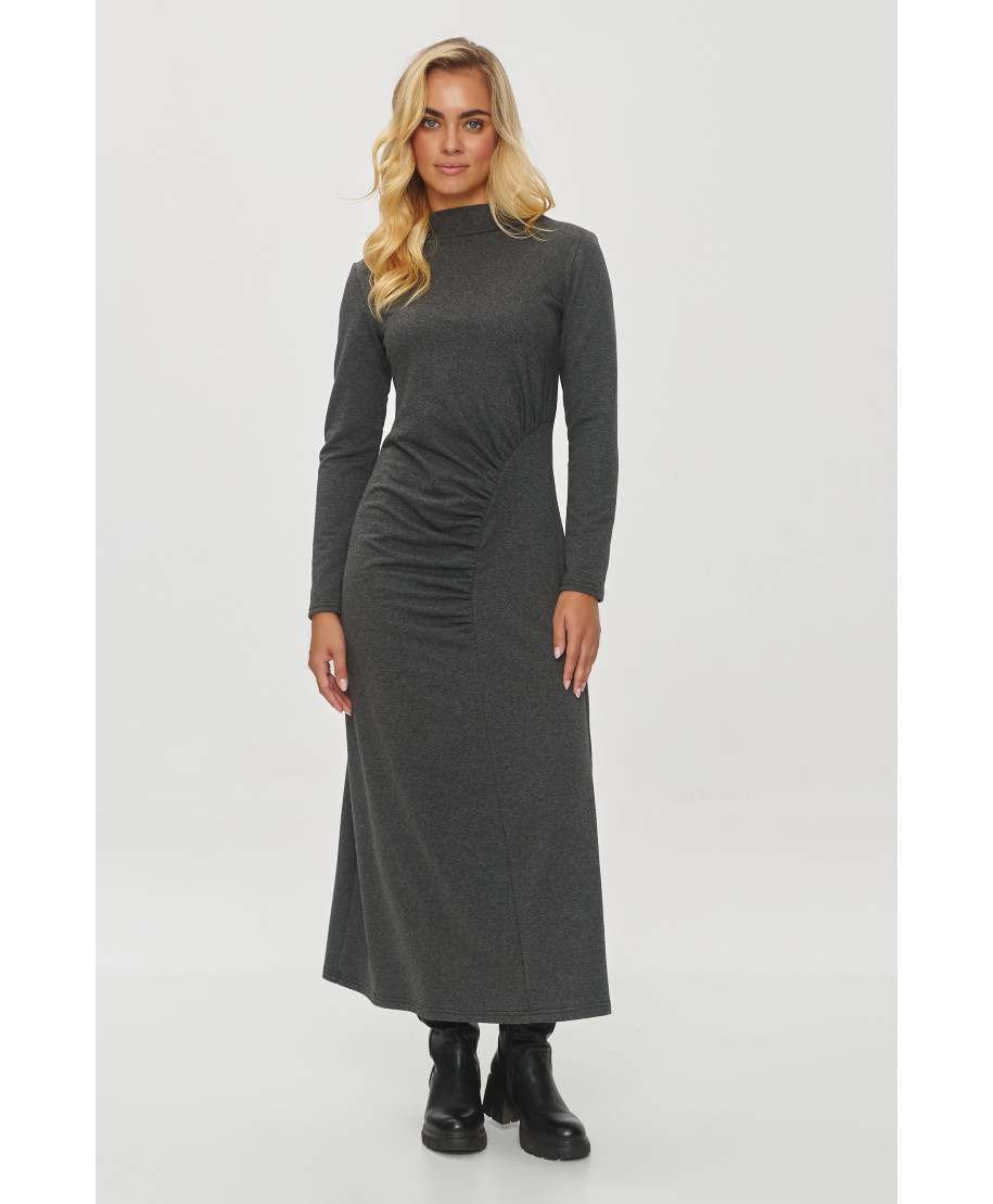 Drapowana suknele ze stójką grafitowy melanzas M847