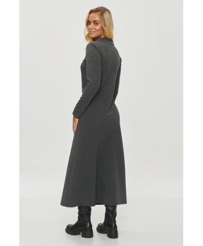 Drapowana suknele ze stójką grafitowy melanzas M847