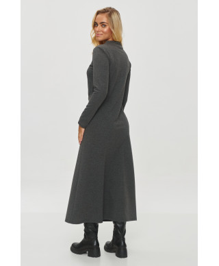 Drapowana suknele ze stójką grafitowy melanzas M847
