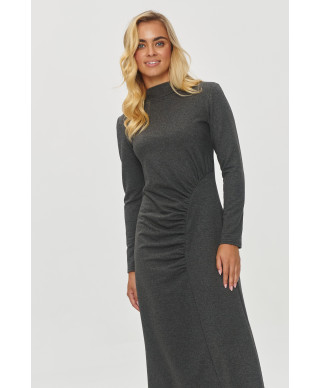 Drapowana suknele ze stójką grafitowy melanzas M847