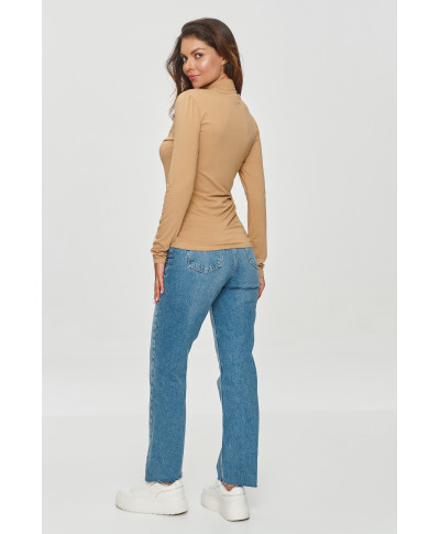 Klasiska blūze ar golfu bēša M840