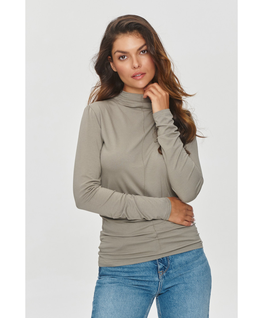 Klasiska blūze ar golfu taupe M840