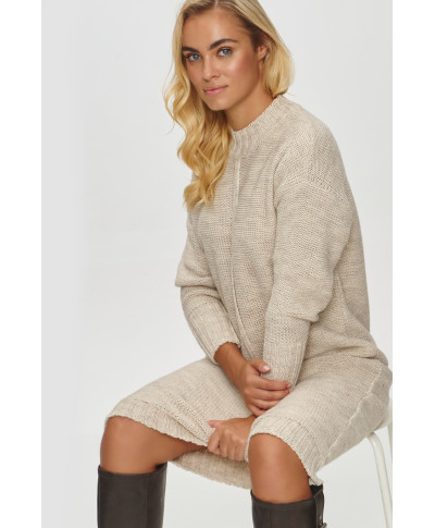 ilgas megztinis moteriskas o prostym kroju smelinis melanzas S147