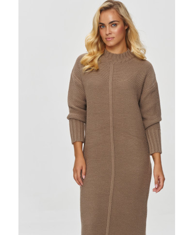 ilgas megztinis moteriskas o prostym kroju kapucino S147