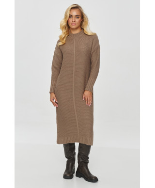 ilgas megztinis moteriskas o prostym kroju kapucino S147