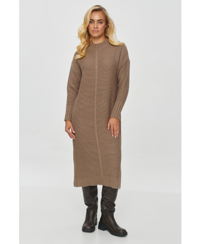 ilgas megztinis moteriskas o prostym kroju kapucino S147