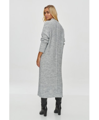ilgas megztinis moteriskas o prostym kroju pilkas melanzas S147