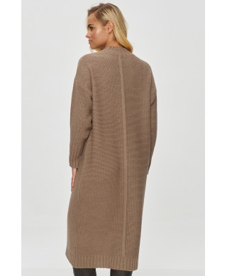 ilgas megztinis moteriskas o prostym kroju kapucino S147