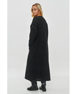 ilgas megztinis moteriskas o luźnym kroju juodas melanzas S149