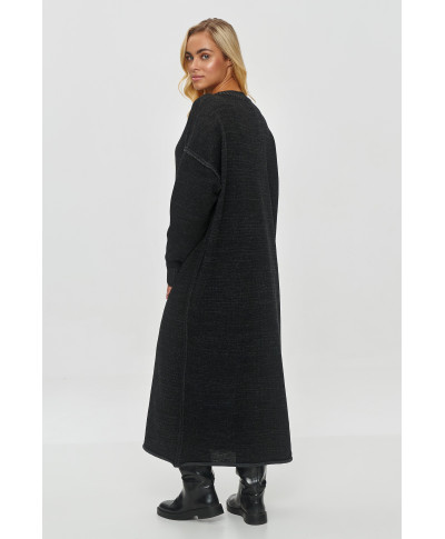 ilgas megztinis moteriskas o luźnym kroju juodas melanzas S149