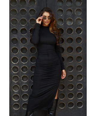 aptempta suknele su drapowaniem juoda M841