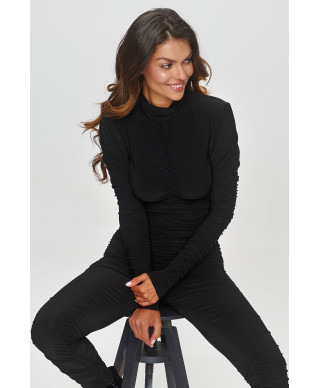 Piegulošs sieviešu komplekts ar drapējumu melns M852