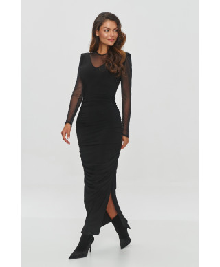 aptempta ilga suknele su łączonych materiałów juoda M853