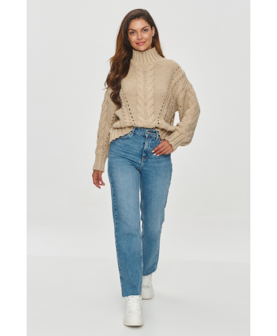 megztinis moteriskas su warkoczowym splotem smelinis S156