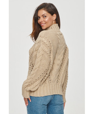 megztinis moteriskas su warkoczowym splotem smelinis S156