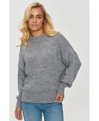klasikinis megztinis moteriskas ze ściągaczami pilkas melanzas S151