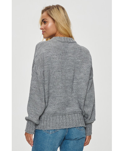 klasikinis megztinis moteriskas ze ściągaczami pilkas melanzas S151