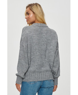 klasikinis megztinis moteriskas ze ściągaczami pilkas melanzas S151