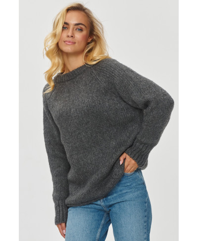 klasikinis trumpas megztinis grafitowy melanzas S150