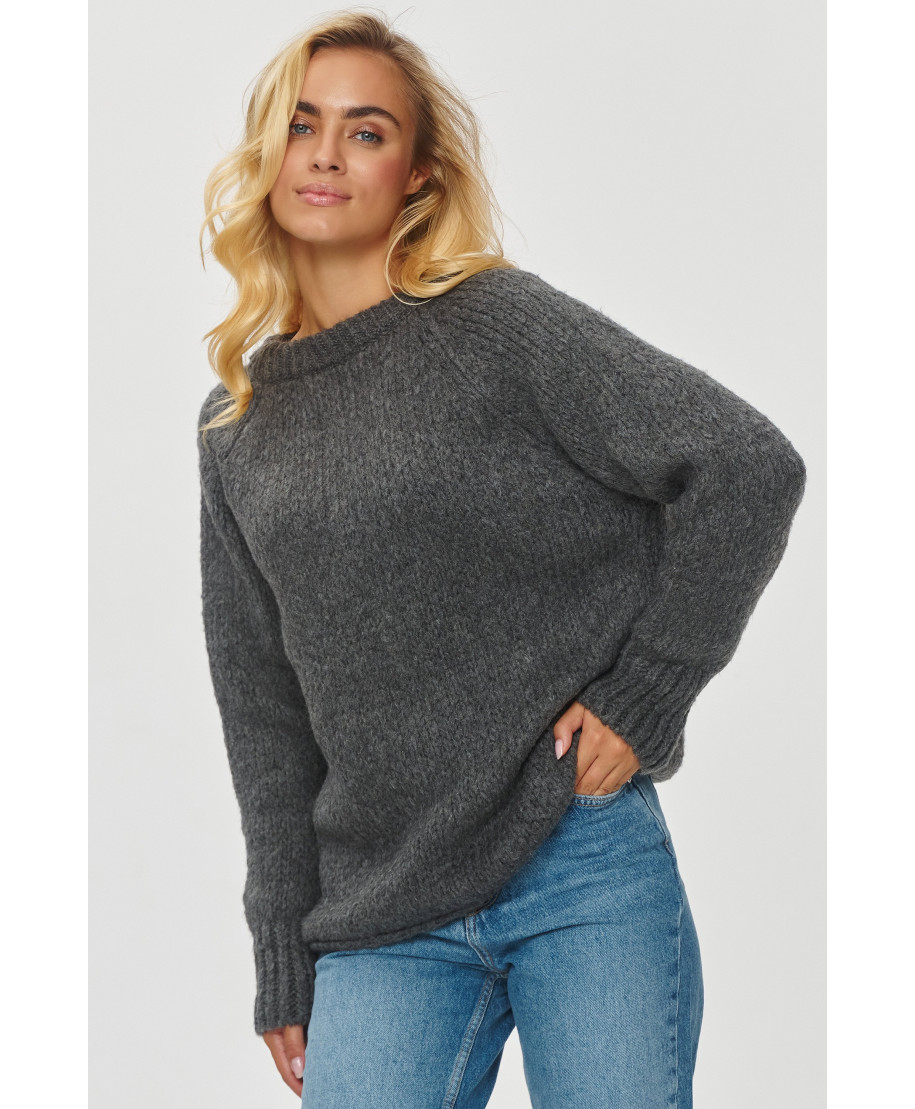 klasikinis trumpas megztinis grafitowy melanzas S150