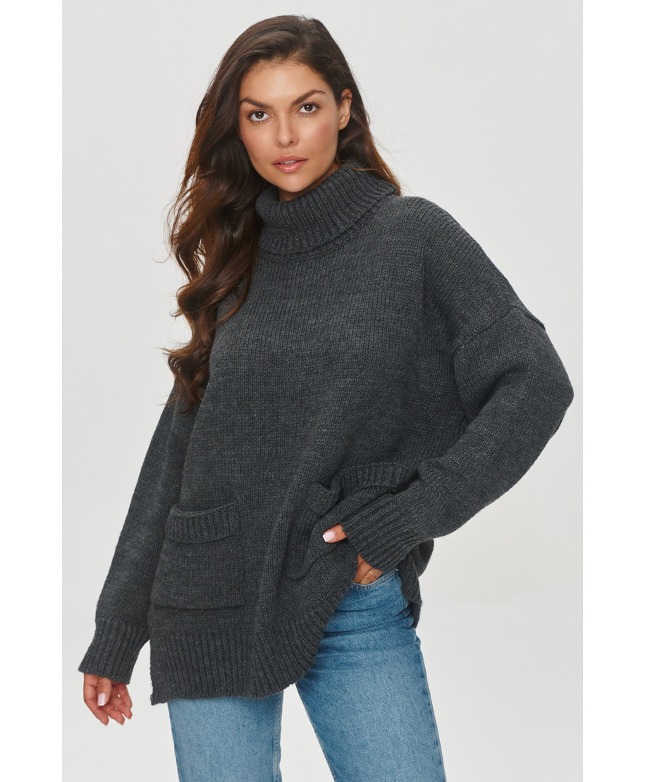 megztinis moteriskas su golfu grafitowy melanzas S155