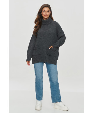 megztinis moteriskas su golfu grafitowy melanzas S155