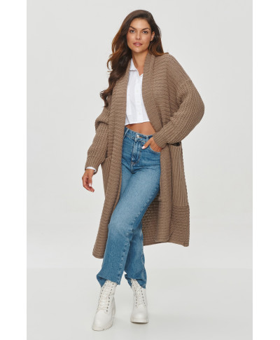 Kardigans ar lielām kabatām kapučīno S153