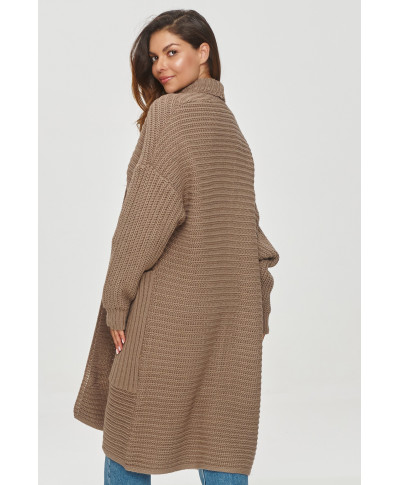 kardiganas su dużymi kisenemis kapucino S153