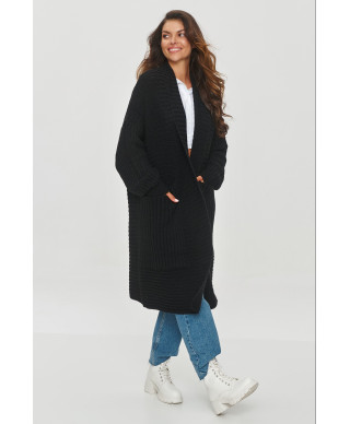 kardiganas su dużymi kisenemis juodas S153