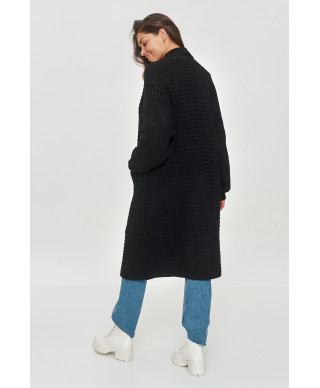 kardiganas su dużymi kisenemis juodas S153
