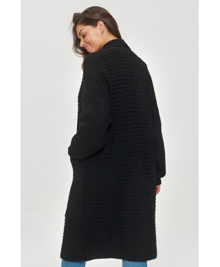 kardiganas su dużymi kisenemis juodas S153