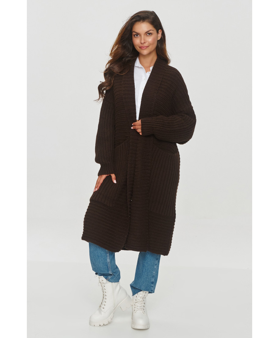 Kardigans ar lielām kabatām šokolādes S153