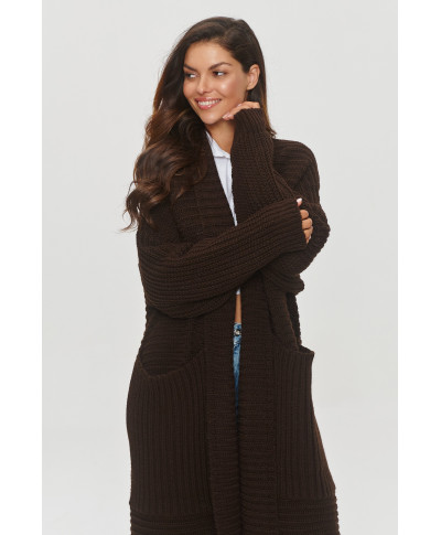 Kardigans ar lielām kabatām šokolādes S153