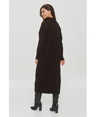 Trikotāžas midi kleita ar golfu šokolādes S154