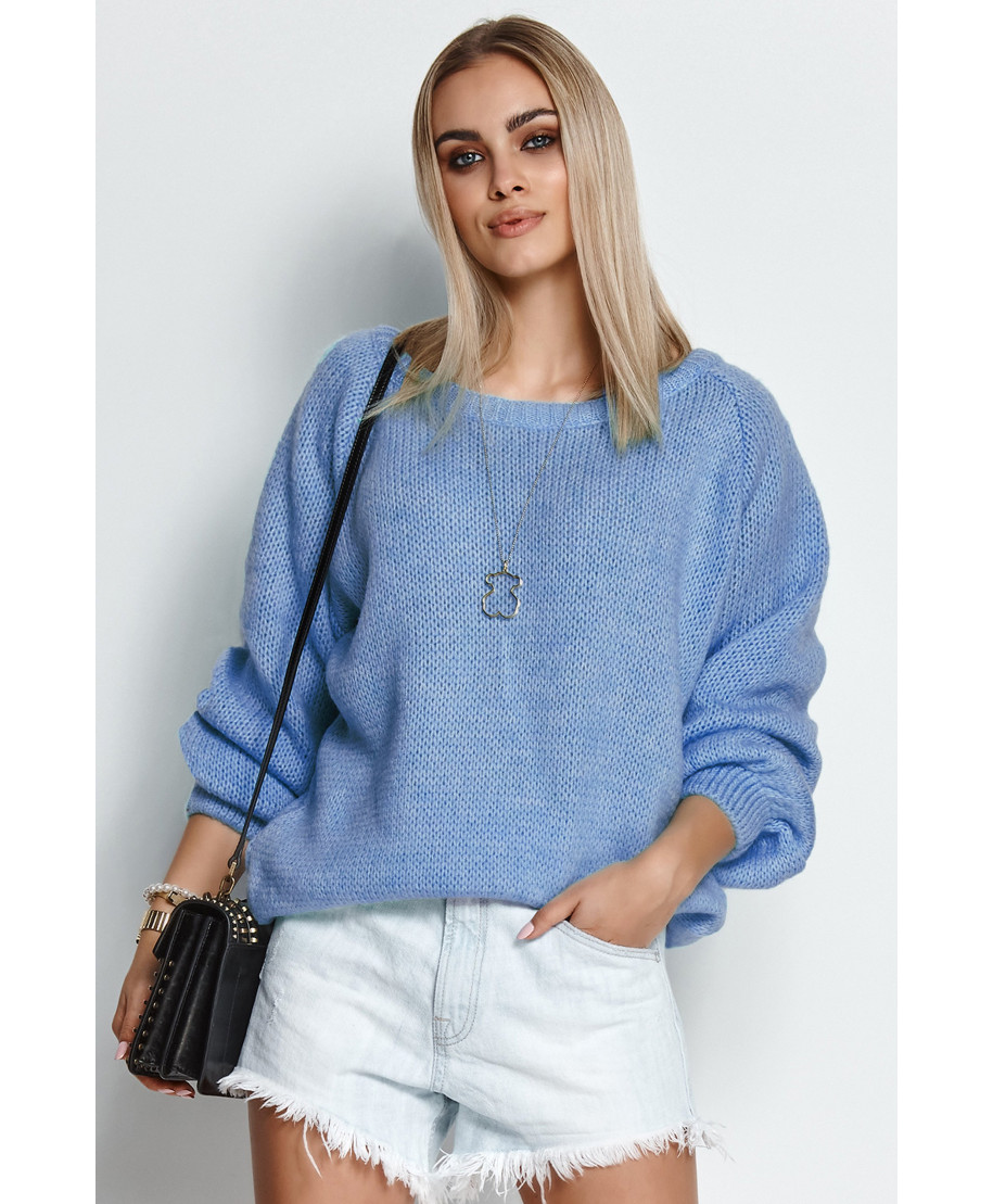 megztinis moteriskas uzmaunamas per galva su guma blue jeans S114